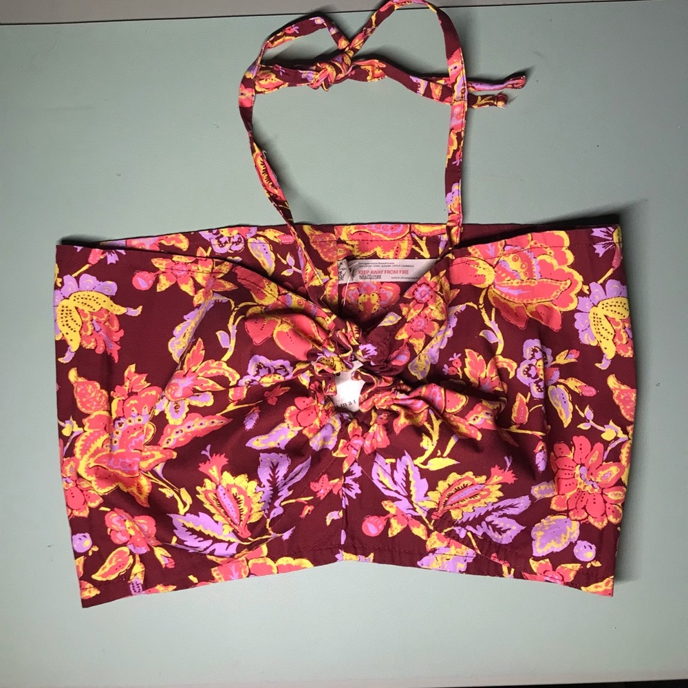 Free People Intimately Summer ☀️ Top Floral 🌺 Burgundy Adjustable Medium